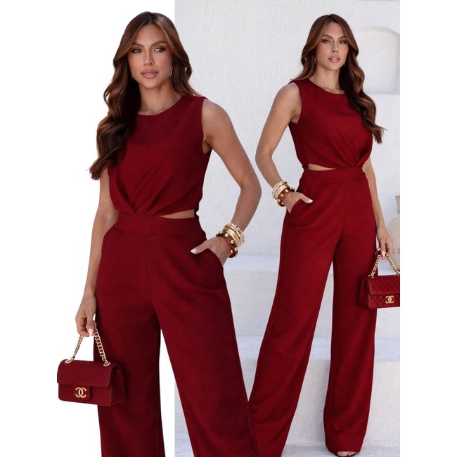 Macacão Feminino Longo Elegant Alfaiataria Vemelho Allegro