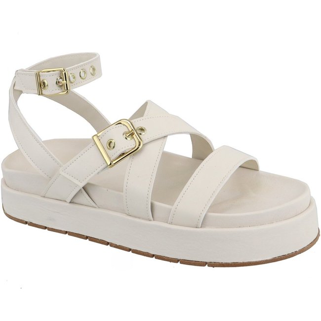 Sandalia Papete Flatform Feminina Tiras Off White Sola Alta Tellini Store