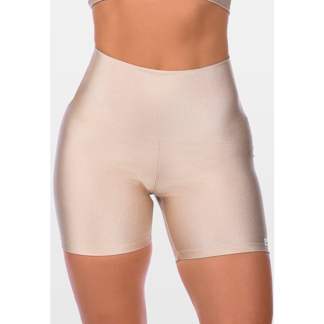 Short Curto Fitness Cós Alto Cirrê Summer Soul Básico Bege