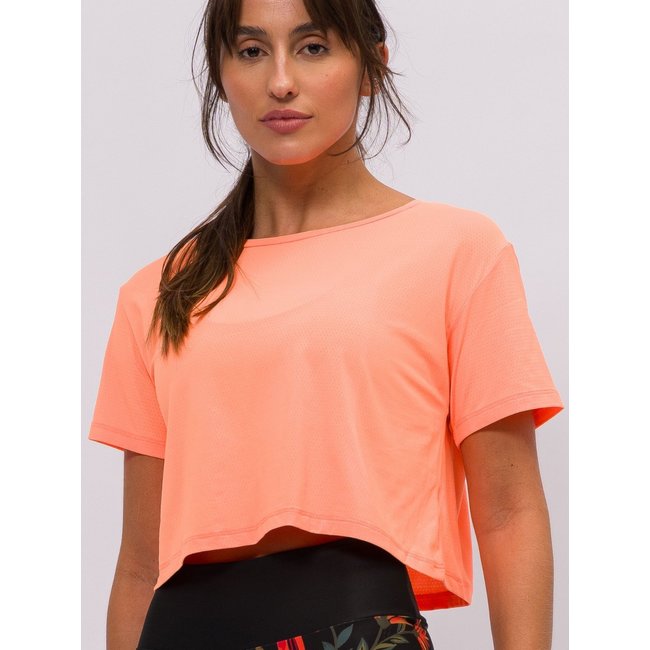 Blusa Cropped T-Shirt Feminina Camiseta de Poliamida Crush Laranja