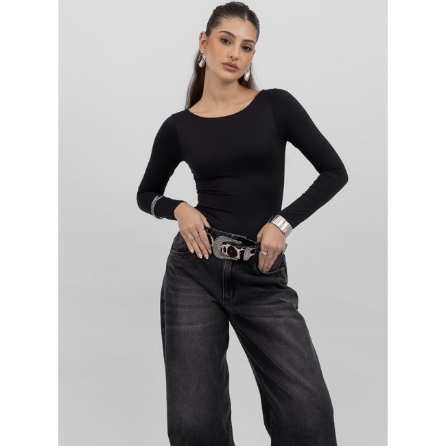 Body Martina Manga Longa Preto