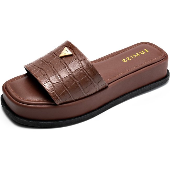 Tamanco Feminino Lumiss Sandália Flatform Confortável Juta Marrom
