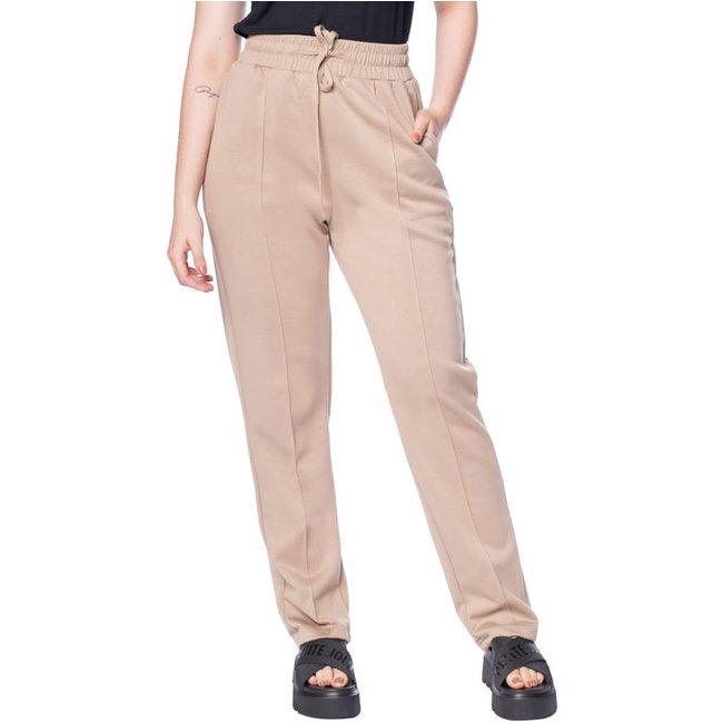 Calça Feminina Pellini Cintura Média Franzida Bege