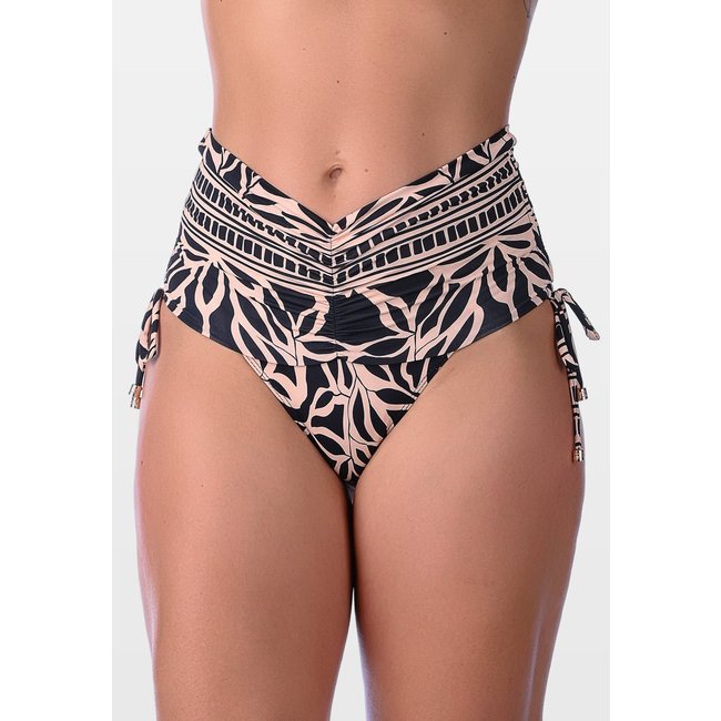 Calcinha Summer Soul Hot Pants Cós Franzido Com Amarração Estampado Preto