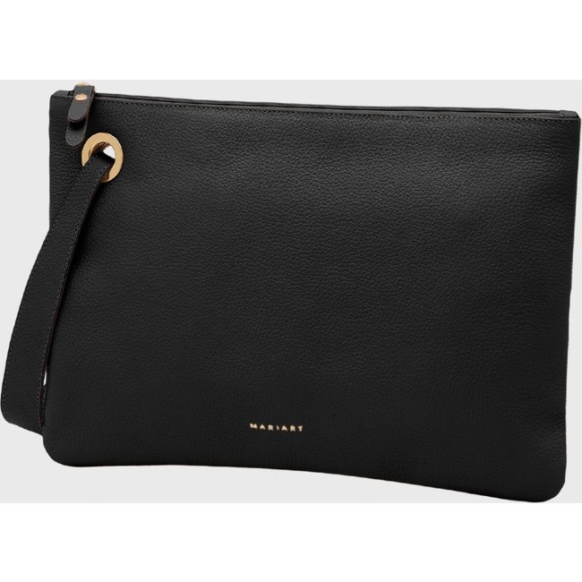 Bolsa Carteira Clutch Couro Mariart Azaleia Preta