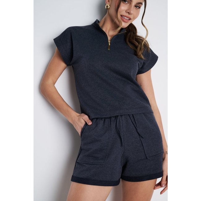 Blusa Gola Alta MeuJeans Serena Moletinho Mescla Escuro
