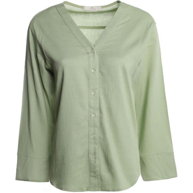 Camisa Linho Oversized Autentique Feminina VERDE CLARO