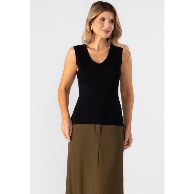 Blusa regata decote em v Preto