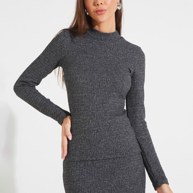 Blusa Forum Manga Longa Ou25 Cinza Feminino