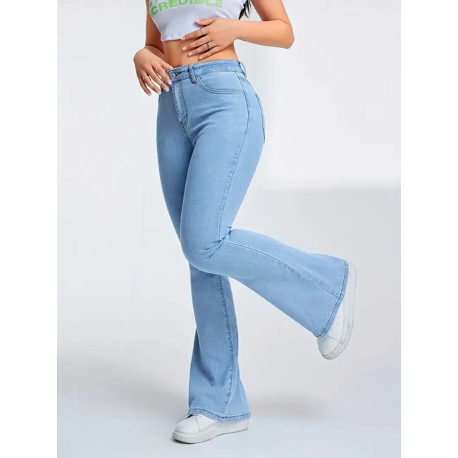 Calça Jeans Kovali Fashion Store Flare Azul Clara com Caimento Impecável e Tecido Premium