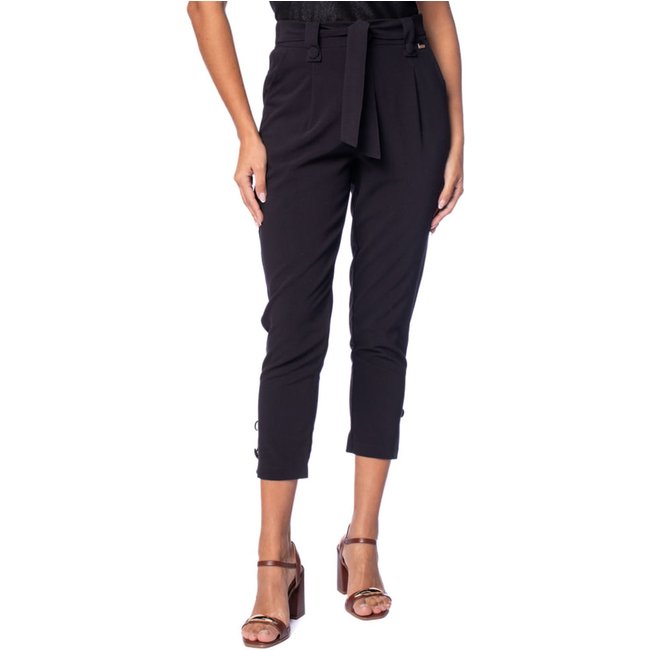 Calça Feminina Biamar Cintura Alta Cinto Elegante Preto