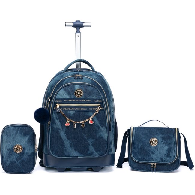 Infantil - Kit Mochila de Rodinhas Primicia Resistente Juvenil Lancheira Térmica Estojo Box Divisórias