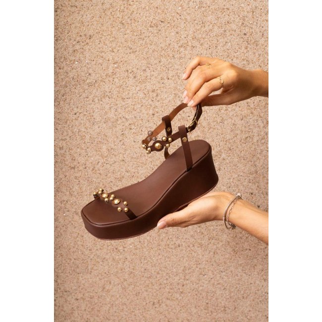 Sandalia Anabela Com Ribite ABS Ref 628 Rofely Terra