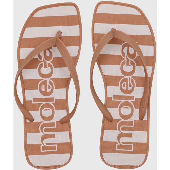 Chinelo Feminino Moleca Dedo Listrado Nude
