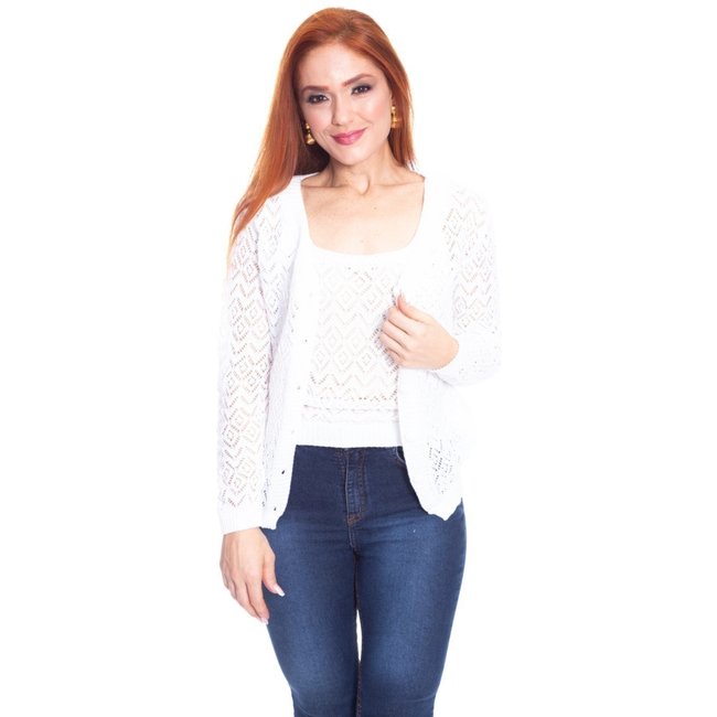 Twin Set Moda Vício Rendado Tricô Off White