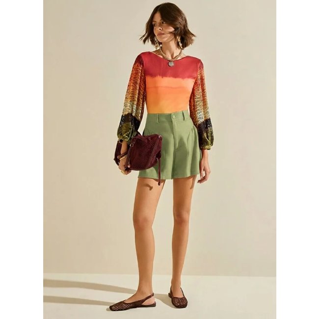 Shorts Morena Rosa Amplo Alta Verde