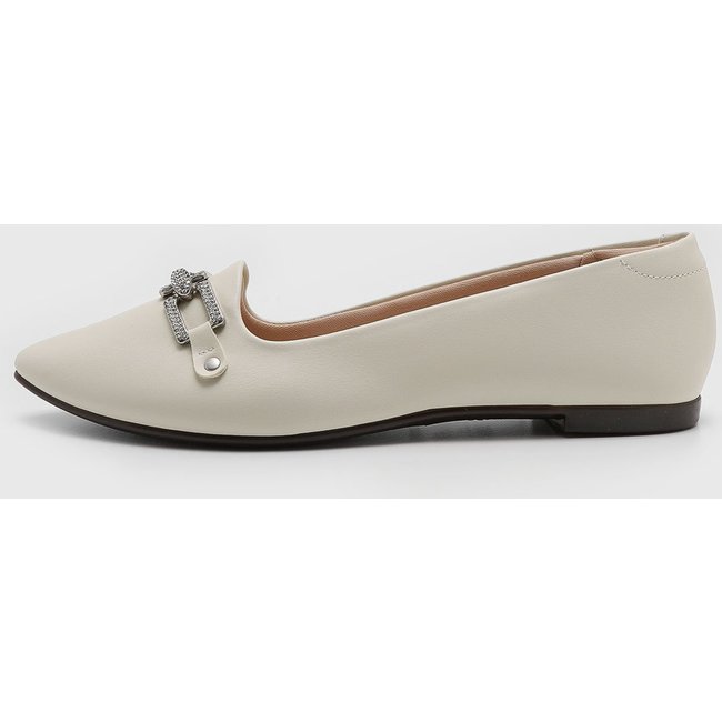 Sapatilha Feminina Moleca Detalhe Metalizado Off-White