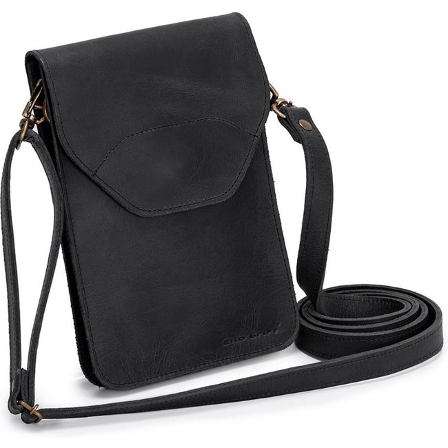 Bolsa Carteira Couro Legitimo Documento/celular Crossbody PRETO