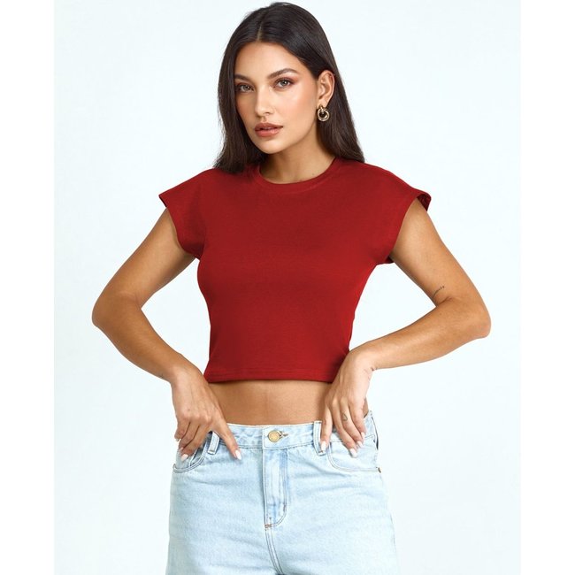 Blusa Cropped Feminina Premium 90303 Vermelho Consciência