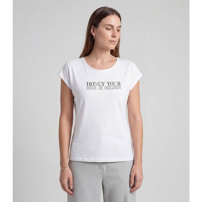 Blusa Feminina Manga Curta Estampada Infinita Cor Branco