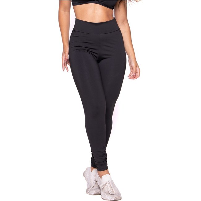 Calça Legging Mood Modas Fitness Lisa Academia Cintura Alta 080 Preto