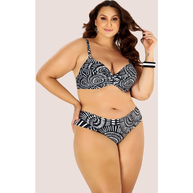 Conjunto Biquíni Banho De Mar Moda Praia Plus Size Preto