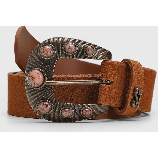 Cinto Feminino Santa Lolla Fivela Pedras Caramelo