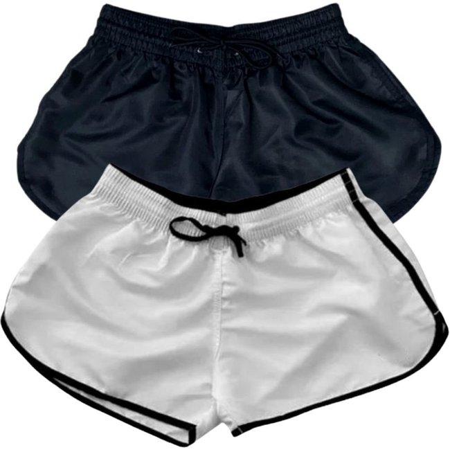 Kit 2 Short Feminino Relaxado Moda Praia Liso Bermuda Tactel Shortinho Verão Cores Variadas