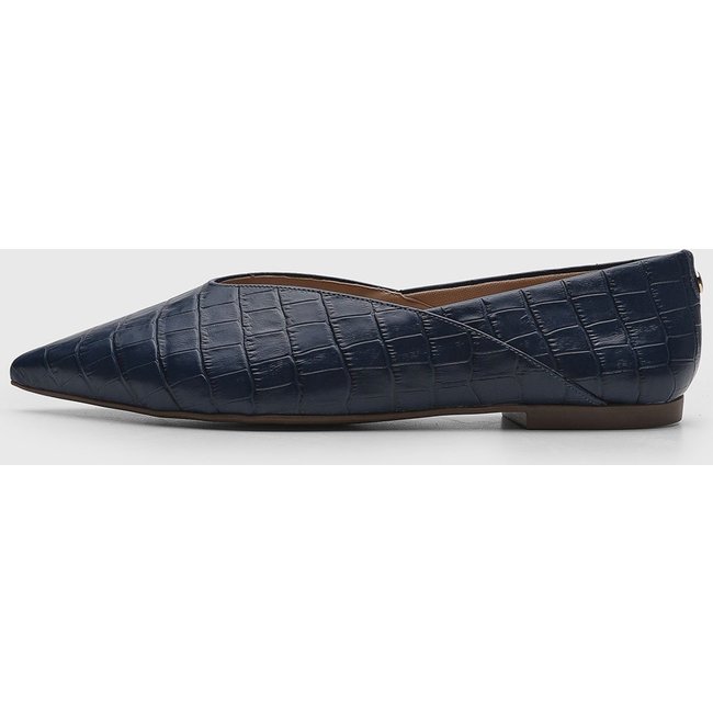 Sapatilha Feminina Jorge Bischoff Ponta Fina Croco Azul Marinho