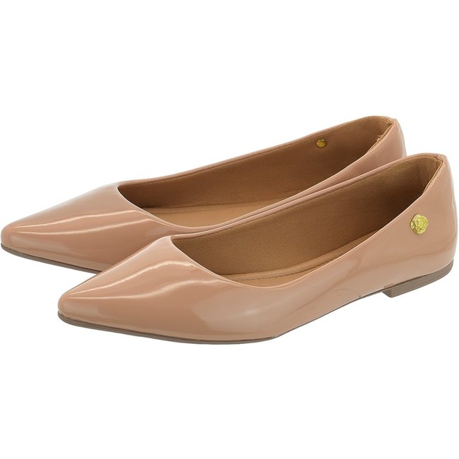 Sapatilha Feminina Donatella Shoes Bico Fino Lisa Básica Verniz Nude