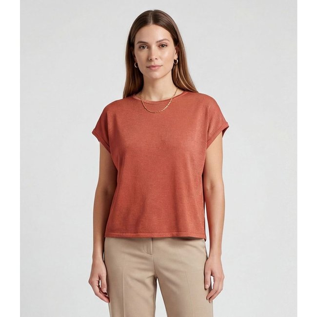 Blusa Feminina Manga Cavada Infinita Cor Laranja