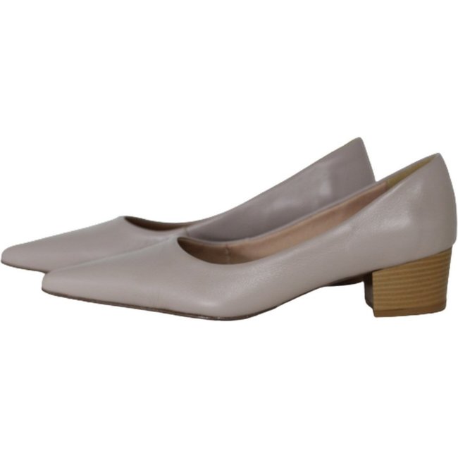Scarpin Bico Fino em Couro Salto Grosso 4 cm Nude Rose