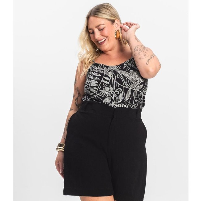 Blusa de Alça Plus Size Feminina Secret Glam Preto