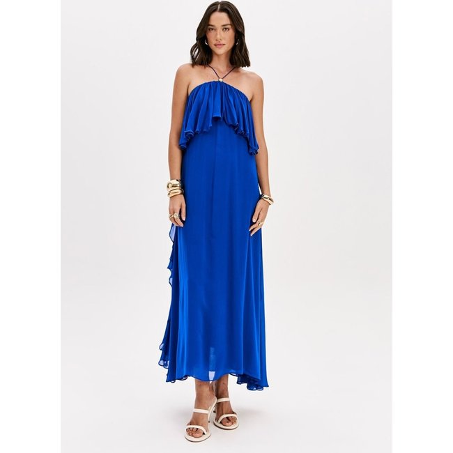 Vestido Longo Chiffon Com Babados Lança Perfume