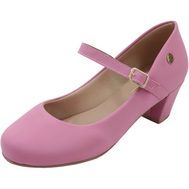 Scarpin Donna Santa Bico Redondo Boneca Rosa-Nobuck