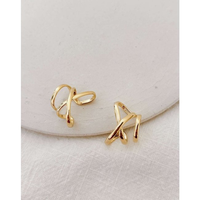 Ear Hook Encaixe Cruzado Banho Ouro