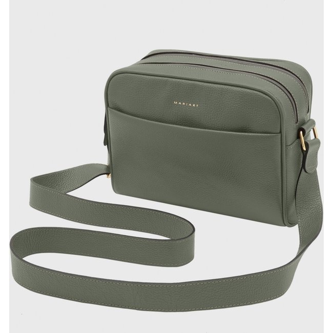 Bolsa Transversal de Couro Mariart Pupunha Army