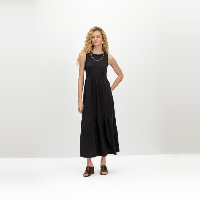 Vestido feminino em ribana Essendi Preto