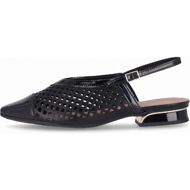 Sapato Piccadilly Slingback Silvia Salto Baixo Preto