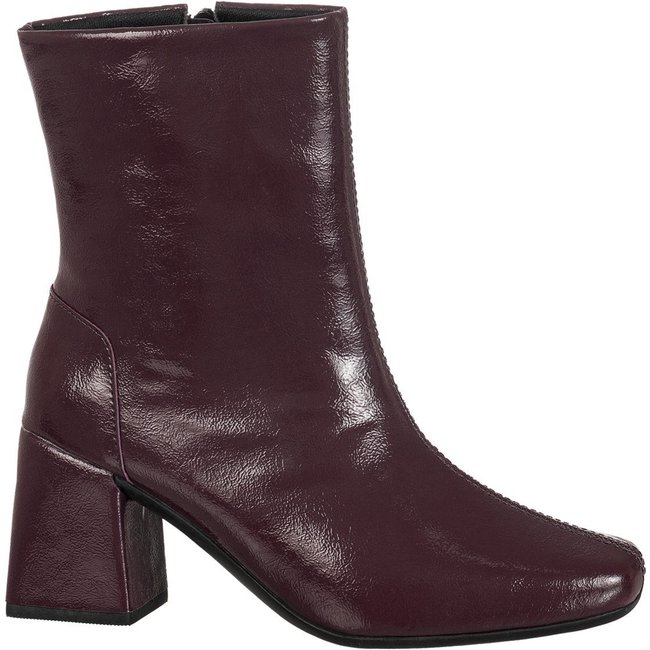 Bota Feminina Bico Quadrado GiGiL Cano Curto Verniz Marsala
