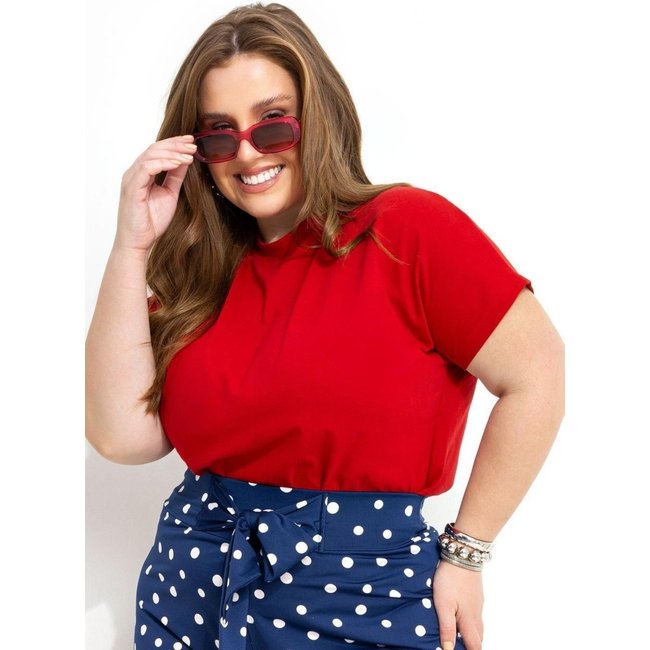 Blusa Em Malha De Algodão Vermelha Marguerite