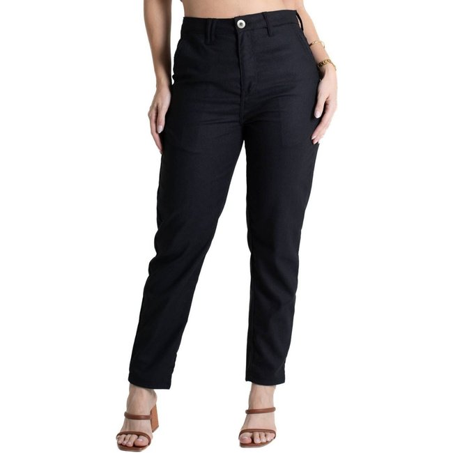 Calça Linho Sawary Mom - 280544 - Preto - Sawary