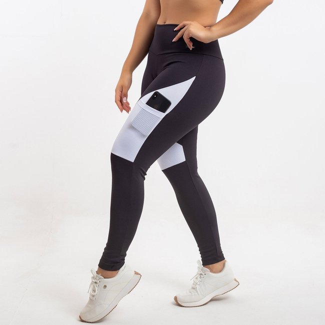 Calça Feminina Legging Zero Transparencia com Bolso e Cós Alto Duplo Academia Fitness - Viére Preto