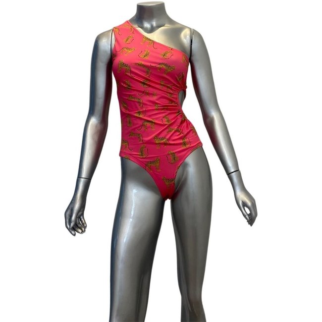 Maio Body com Saida de Praia Animal Print Pink