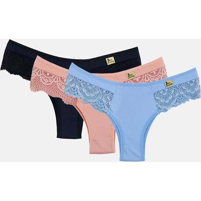 Kit com 5 calcinhas de microfibra com renda Doce Encanto Ref248c