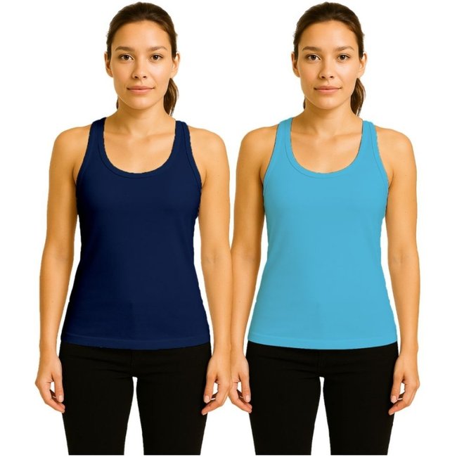 Kit 2 Camisetas Femininas FMF Regata Nadador Academia Fitness Preto
