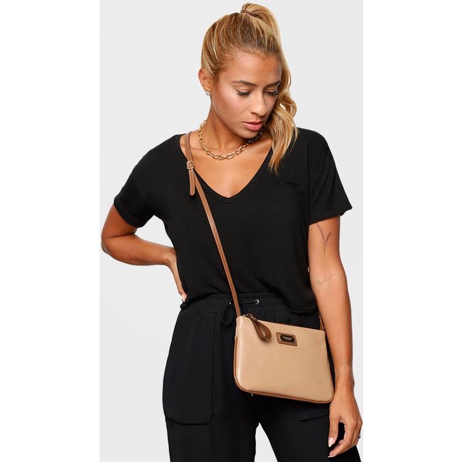Bolsa Transversal Couro Mariart 199MRT Areia e Havana