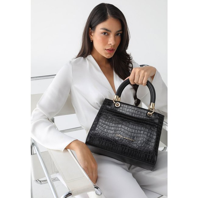 Bolsa Tiracolo Jorge Bischoff Croco Preta