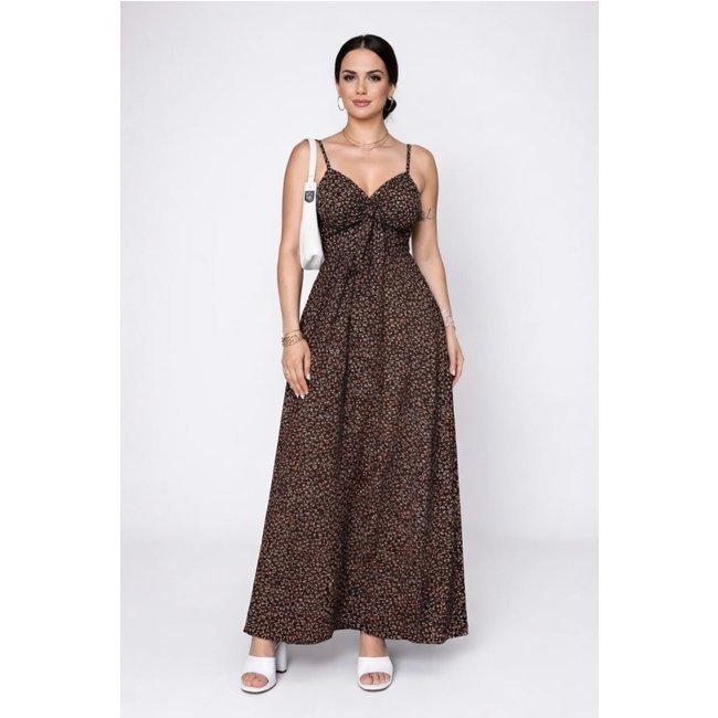 Vestido Longo D Bell Outlet Fashion Alcinha Estampado Preto