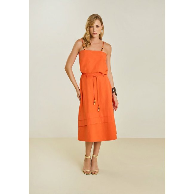 Regata Maria Valentina Solta Decote Quadrado Cropped Laranja